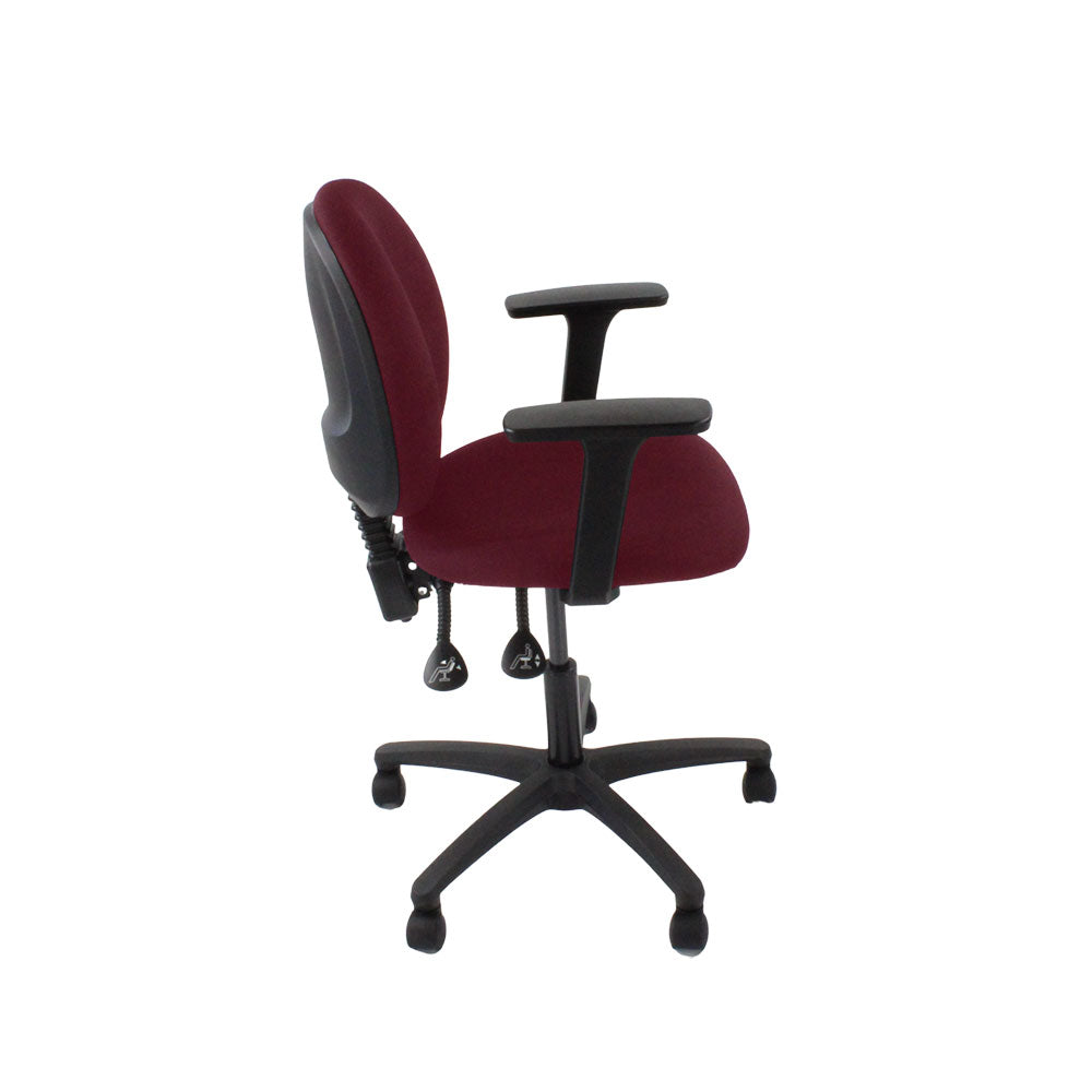 Saxen: Scoop Operator Chair in Burgundy Leather - Refurbished