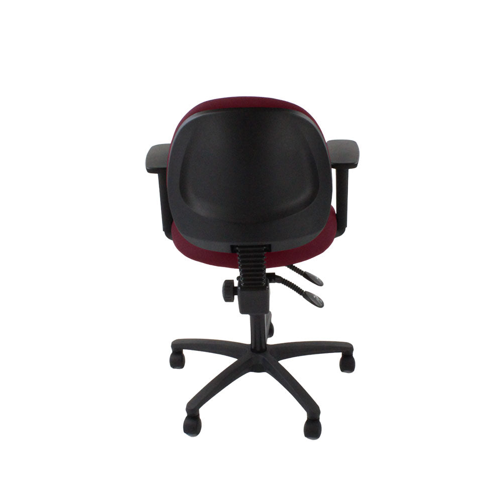Saxen: Scoop Operator Chair in Burgundy Leather - Refurbished