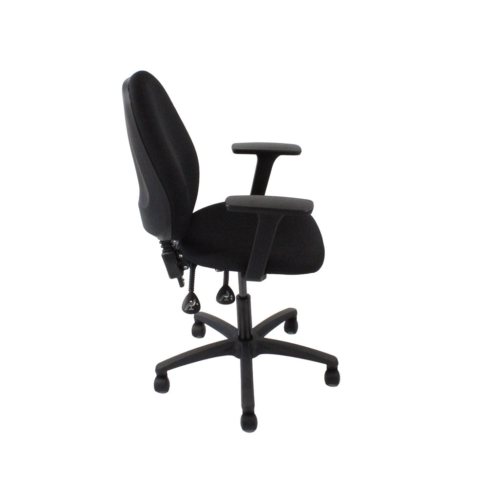 Saxen: Scoop High Operator Chair in Black Fabric - Refurbished