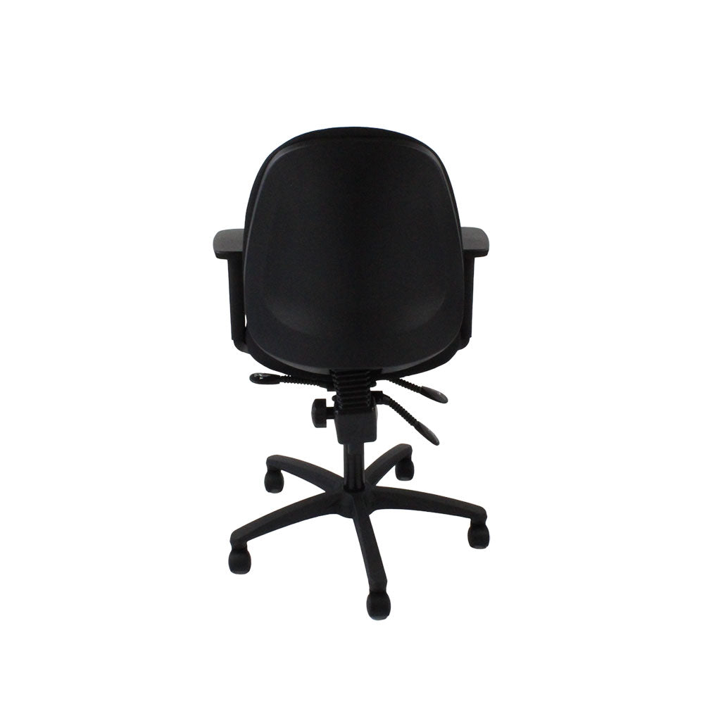 Saxen: Scoop High Operator Chair in Black Leather - Refurbished