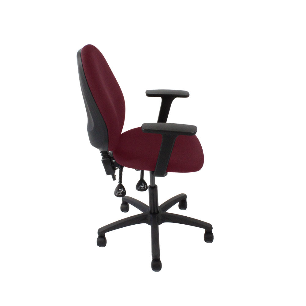 Saxen: Scoop High Operator Chair in Burgundy Leather - Refurbished