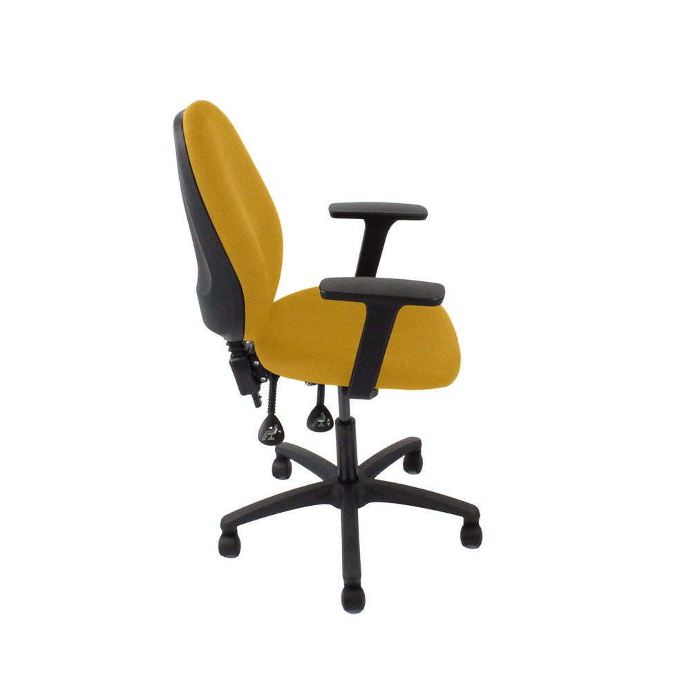 Saxen: Scoop High Operator Chair in Yellow Fabric - Refurbished