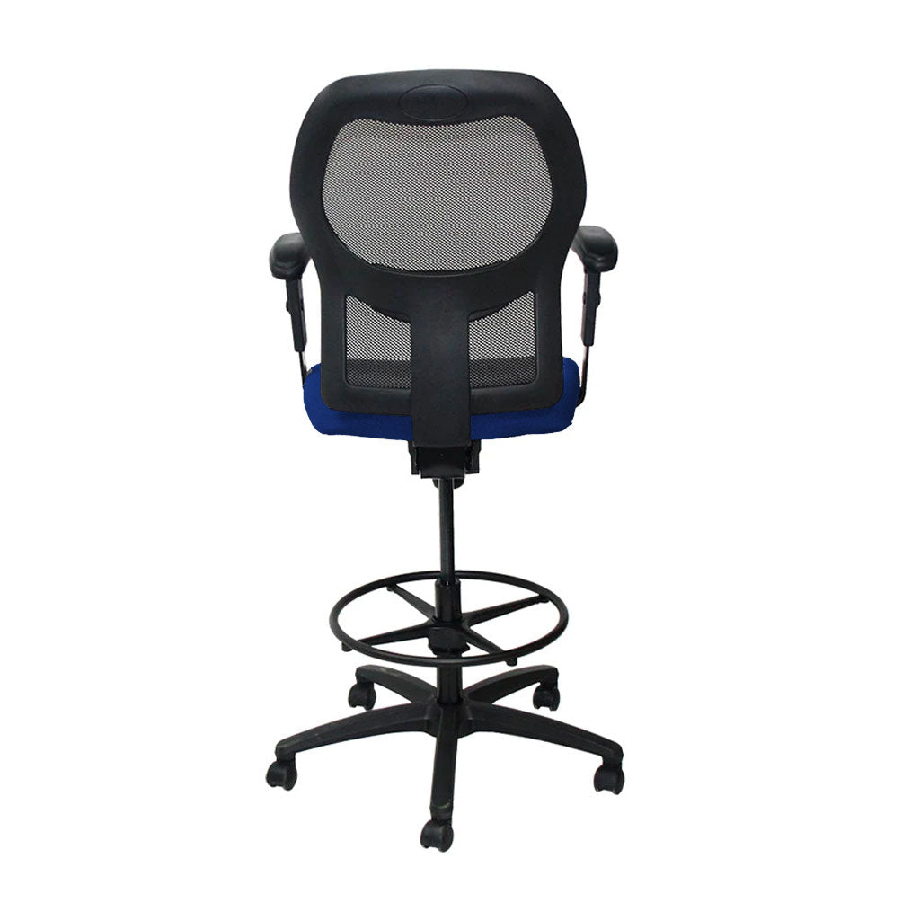 Ahrend: Silla de dibujante tipo 160 en tela azul - Base negra - Reacondicionada