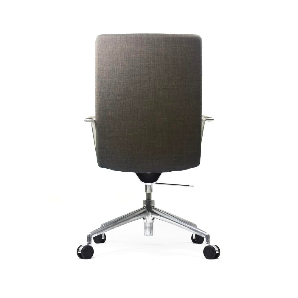 <tc>Brunner</tc>Silla de reunión Finasoft con respaldo medio en cuero gris - Reacondicionada