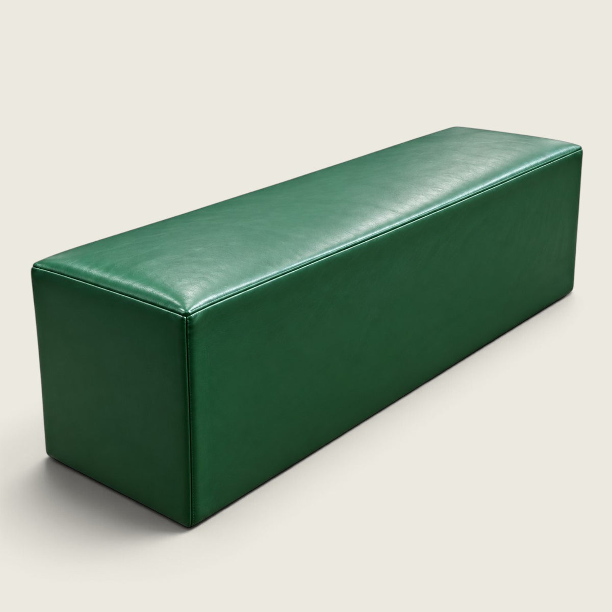 Saxen: - Rectangle Ottoman Bench in Green Vinyl - Refurbished
