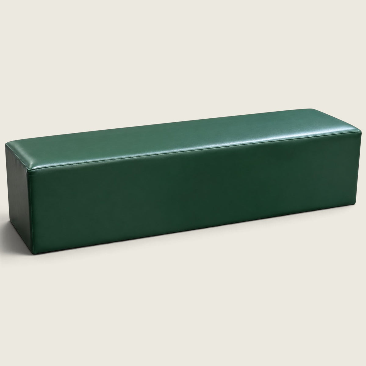 Saxen: - Rectangle Ottoman Bench in Green Vinyl - Refurbished