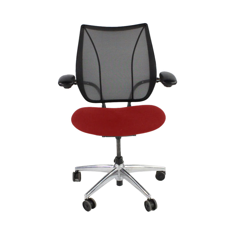 Humanscale: Silla operativa Liberty en tela roja/estructura de aluminio - Reacondicionada