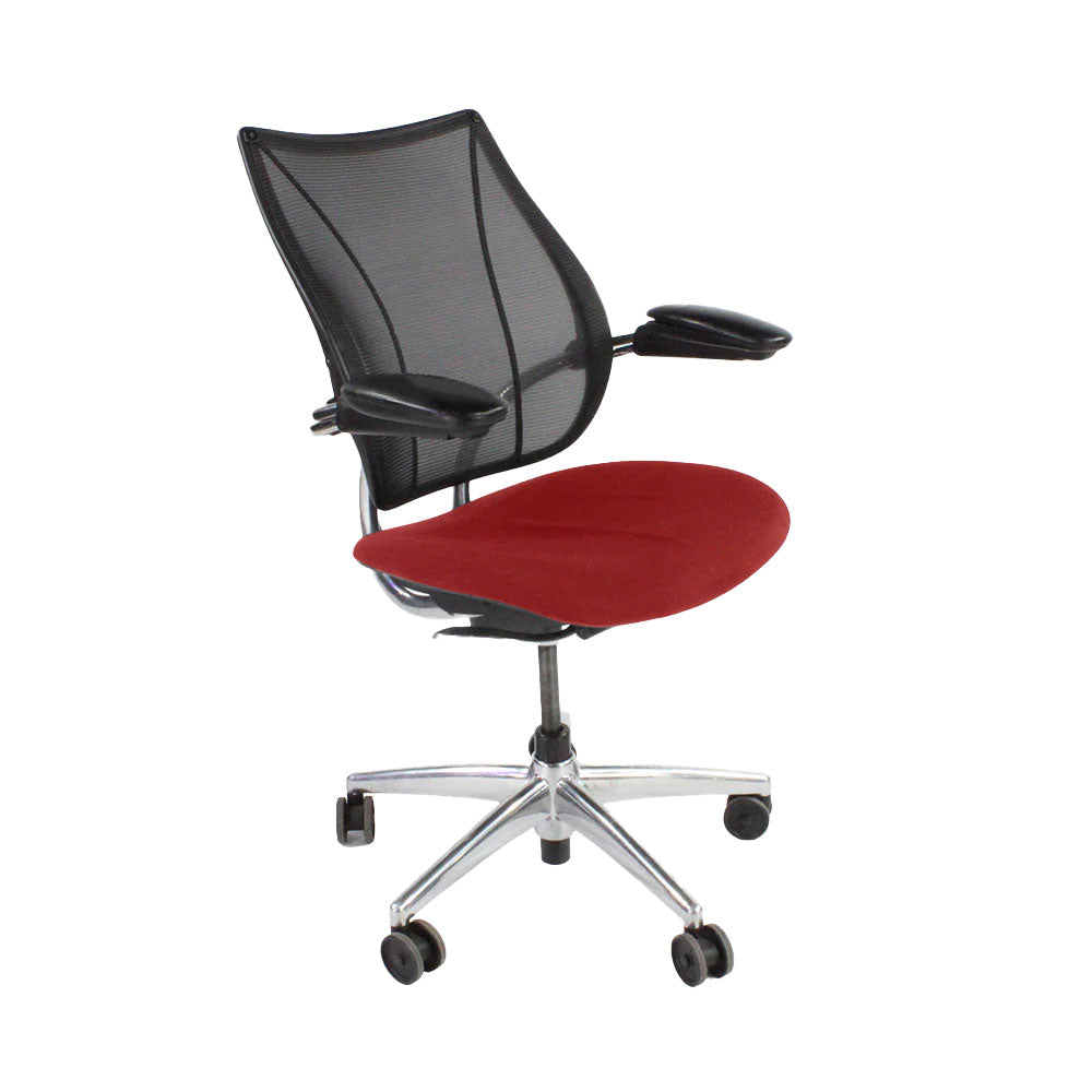 Humanscale: Silla operativa Liberty en tela roja/estructura de aluminio - Reacondicionada