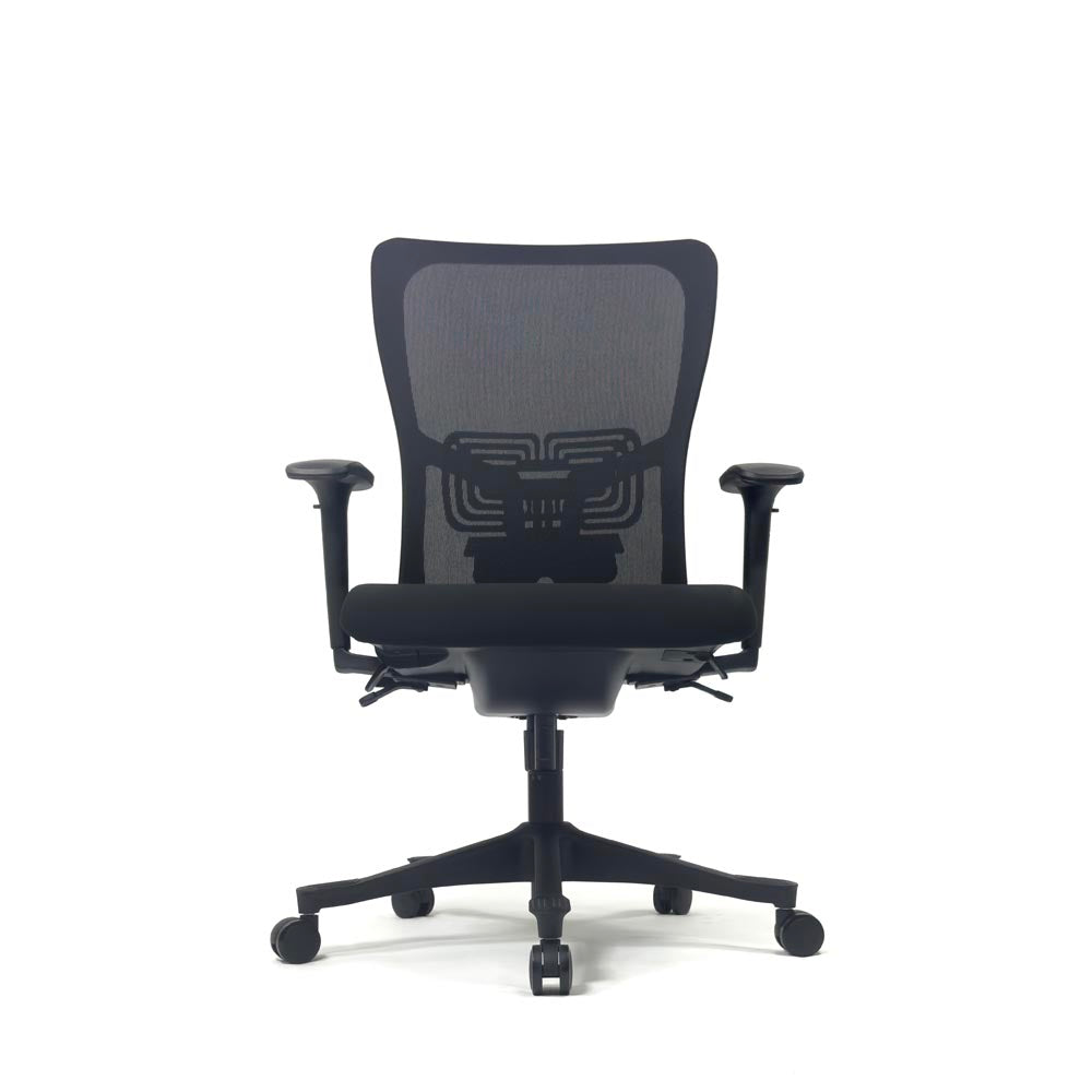 <tc>Haworth</tc>: <tc>Zody</tc> Silla de trabajo en tela negra - Reacondicionada