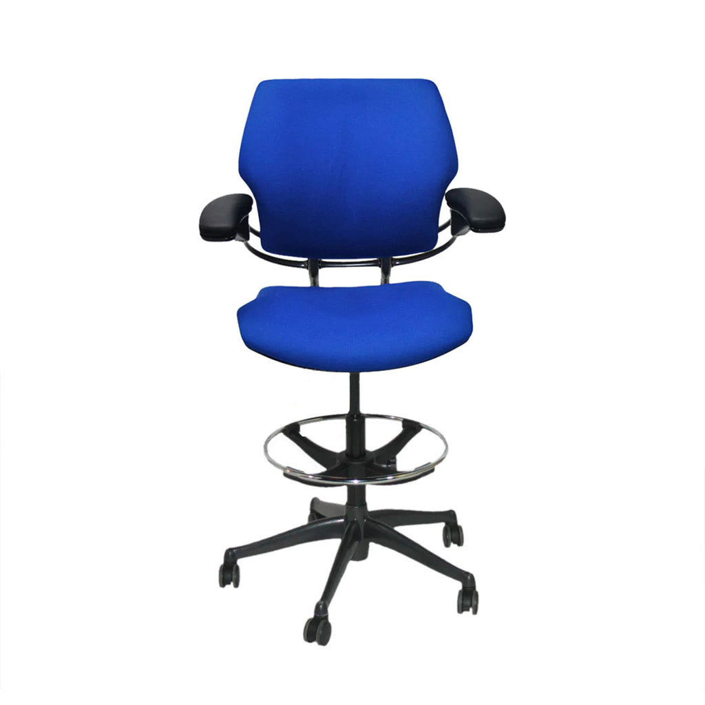 Humanscale: Silla Freedom Draftsman en tela azul - Reacondicionada