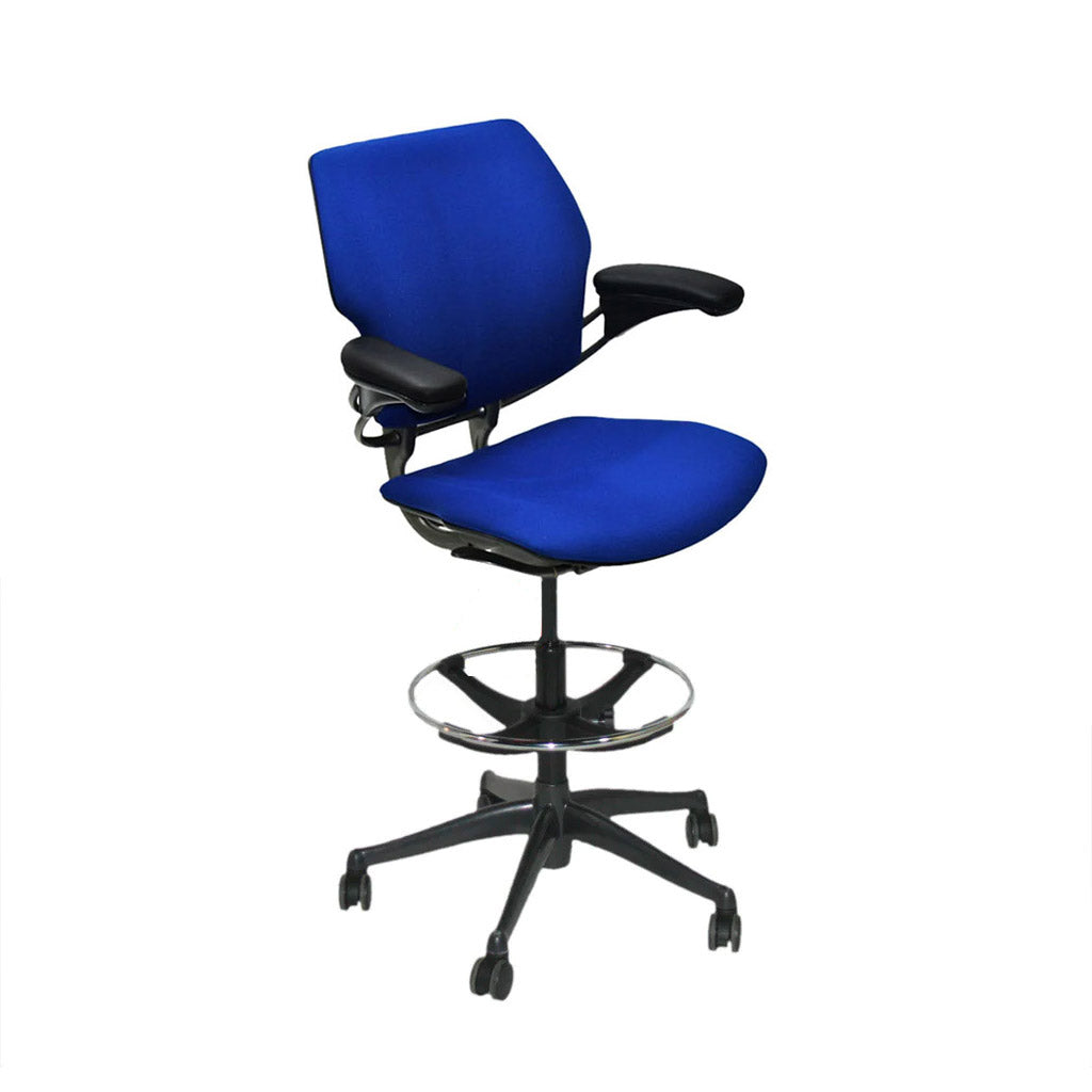 Humanscale: Silla Freedom Draftsman en tela azul - Reacondicionada