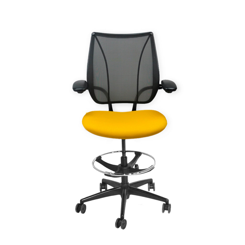 Humanscale: Silla Liberty Draftsman en tela amarilla - Reacondicionada