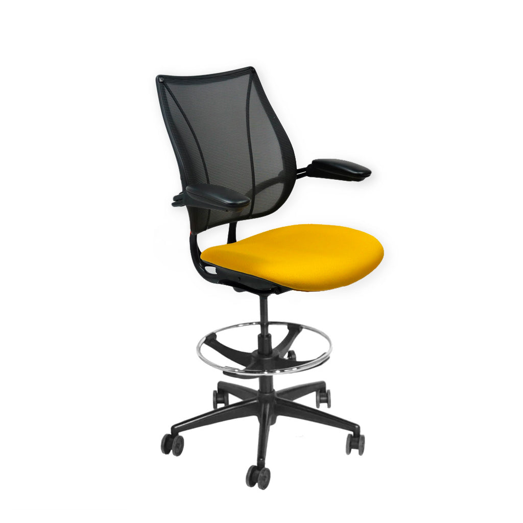 Humanscale: Silla Liberty Draftsman en tela amarilla - Reacondicionada