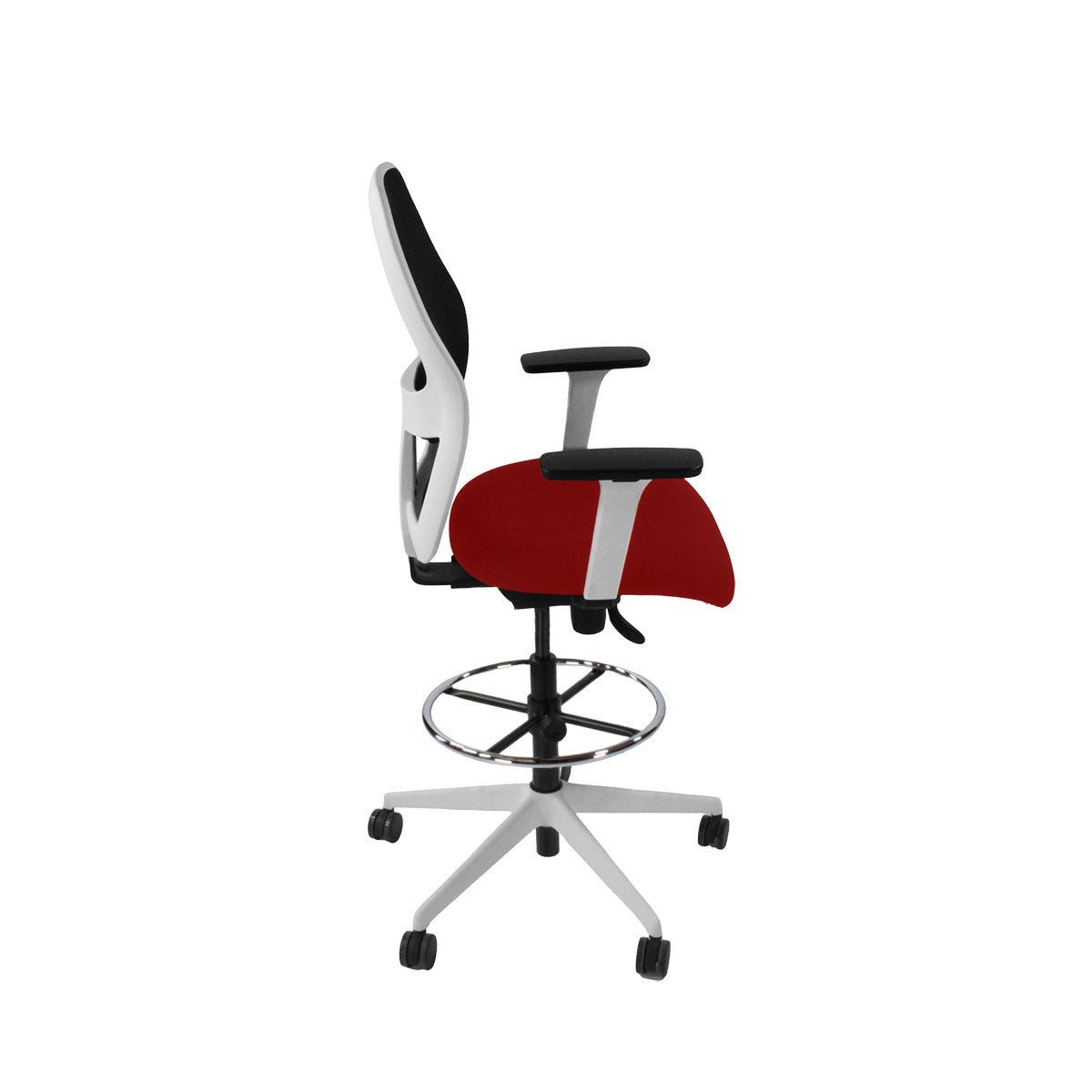 Ahrend: 160 Type Draughtsman Chair in Red Fabric - White Base - Refurbished