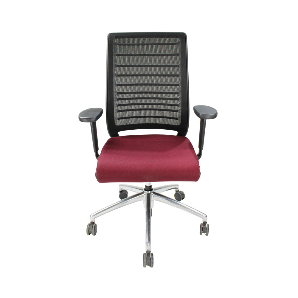 Interstuhl: Hero Office Chair with Mesh Back in Burgundy Fabric - Refurbished