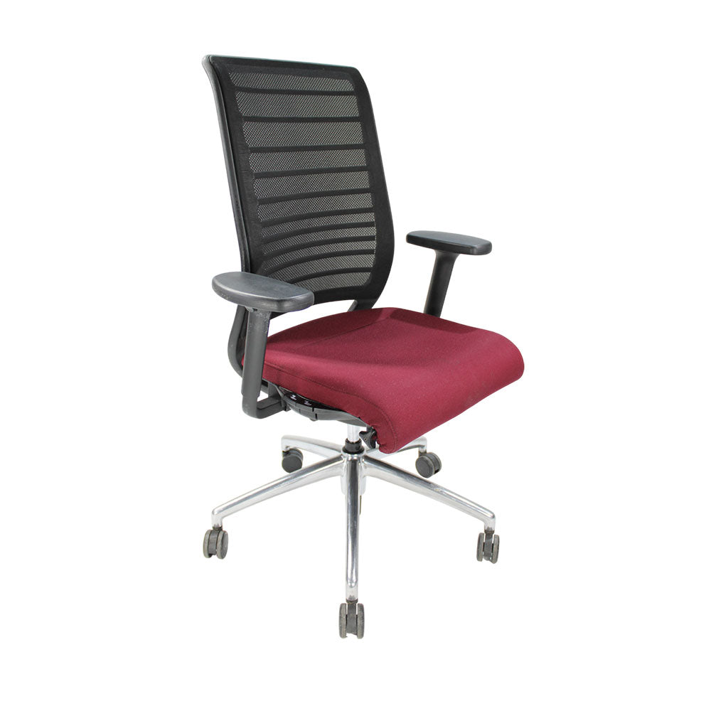 Interstuhl: Hero Office Chair with Mesh Back in Burgundy Fabric - Refurbished