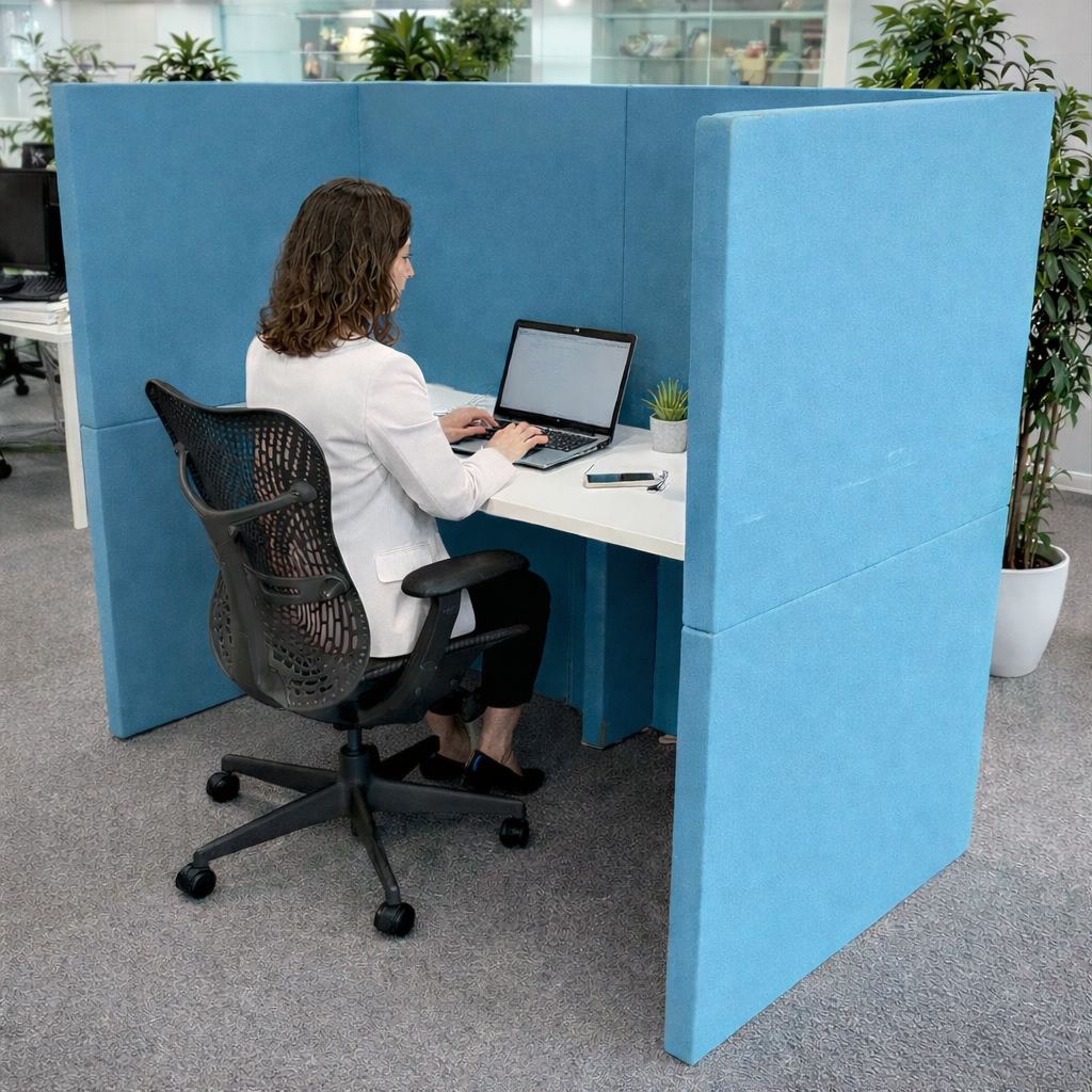 <tc>KI</tc>: Estación de trabajo con cabina alta y respaldo contiguos - Reacondicionada