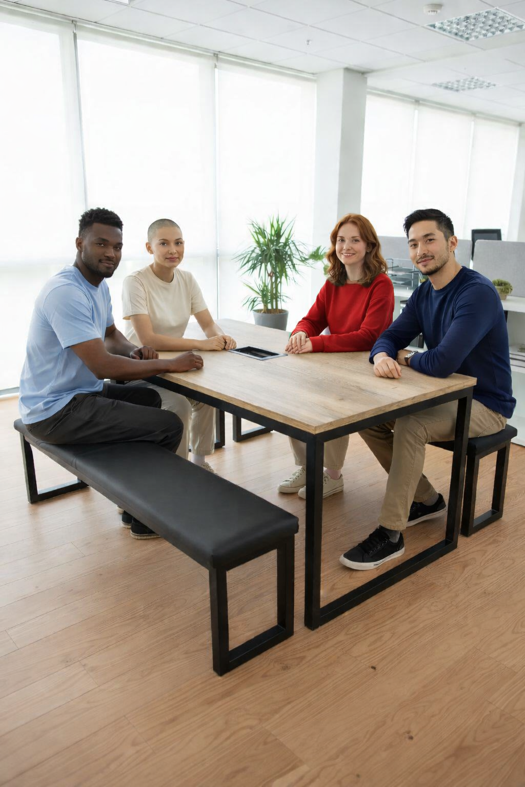 New Design Group: Frank Bench with Central Table - Refurbished