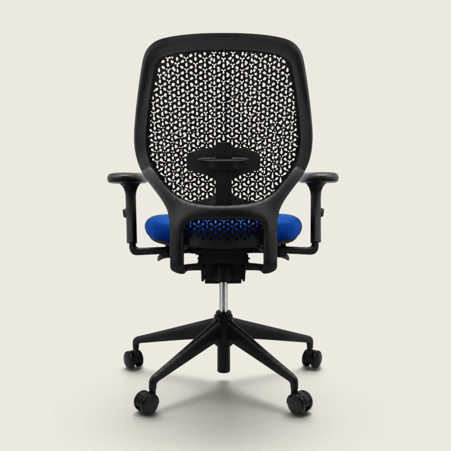 Orangebox: Ara - Task Chair - Black Elastomer Back and Blue Fabric Seat  - Refurbished
