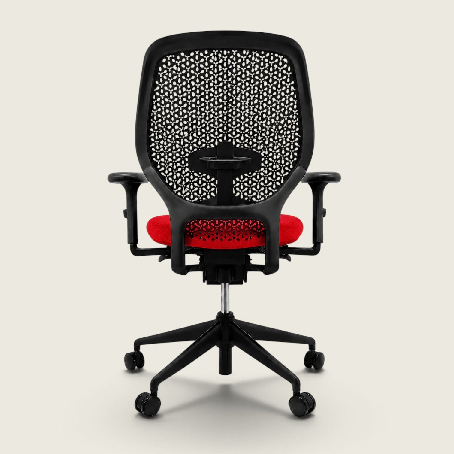 Orangebox: Ara - Task Chair - Black Elastomer Back and Red Fabric Seat  - Refurbished