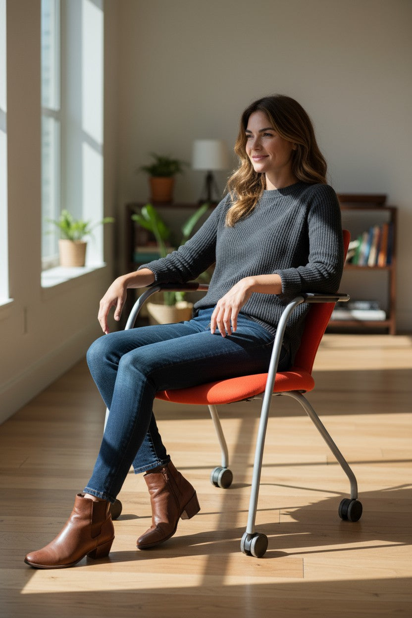 Orangebox: Orange Visitors Side chair with Castors - Refurbished