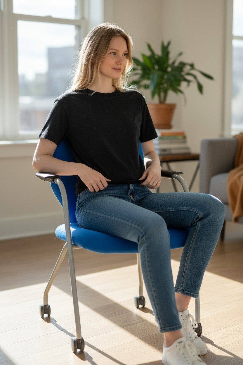 Orangebox: Blue Visitors Side chair with Castors - Refurbished