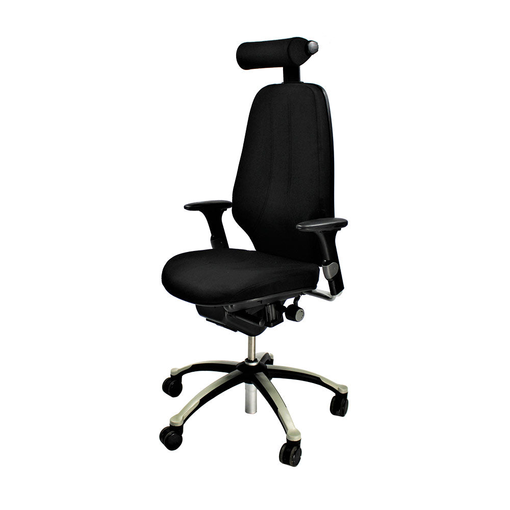 RH Logic: Silla de Oficina 400 con Respaldo Alto y Reposacabezas - Tela Negra - Reacondicionada