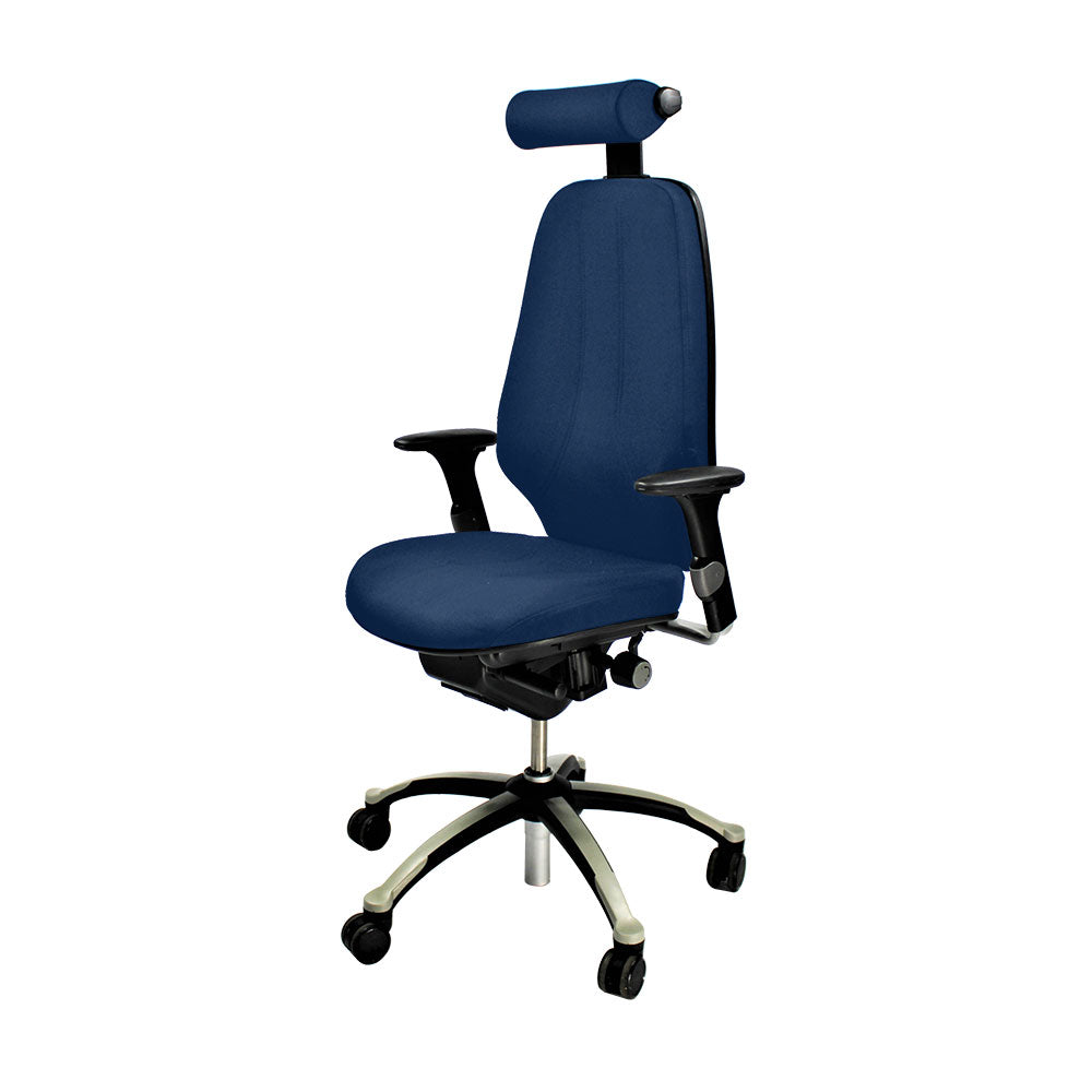 RH Logic: Silla de Oficina 400 con Respaldo Alto y Reposacabezas - Tela Azul - Reacondicionado