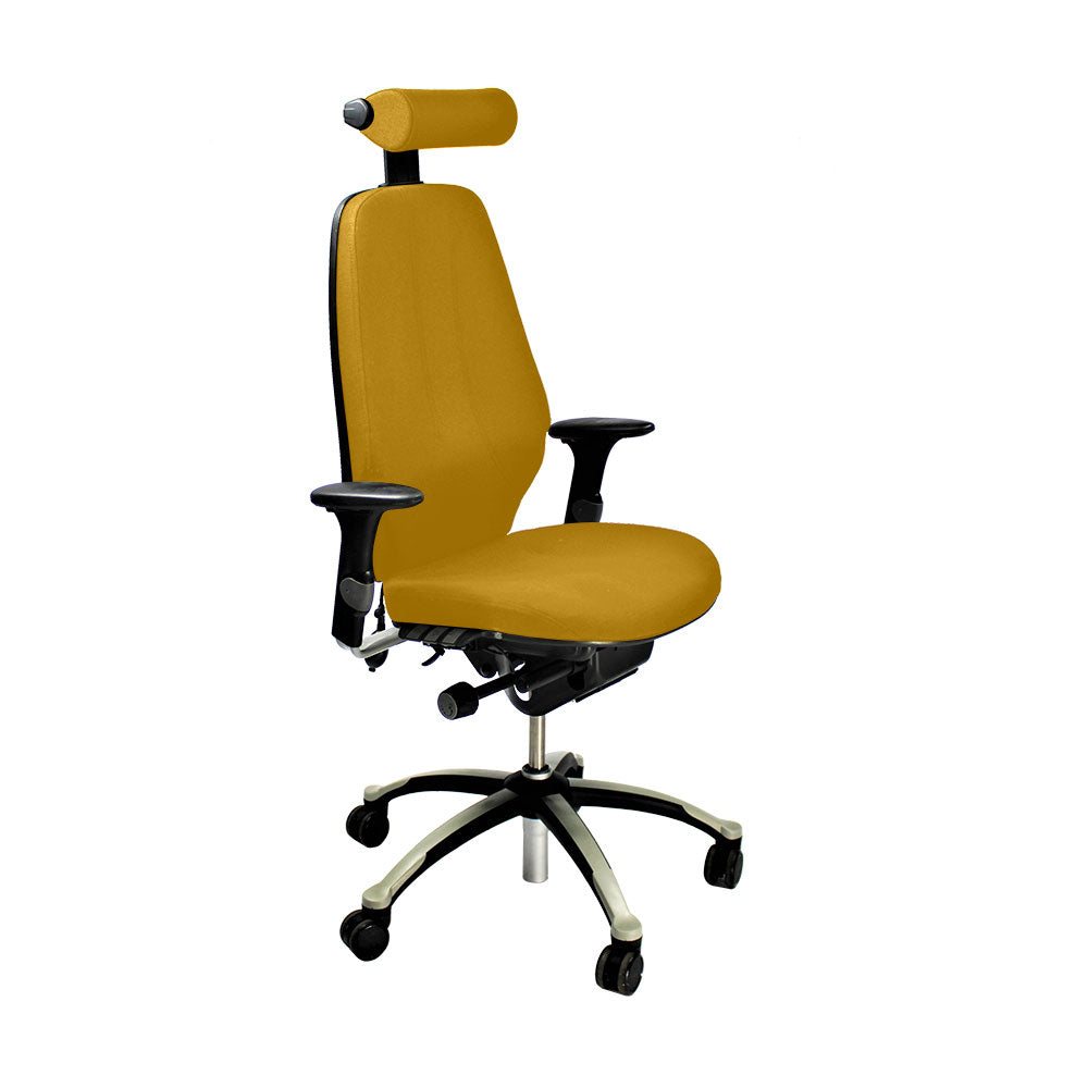 RH Logic: 400 High Back Office Chair with Headrest - Yellow Fabric - Refurbished