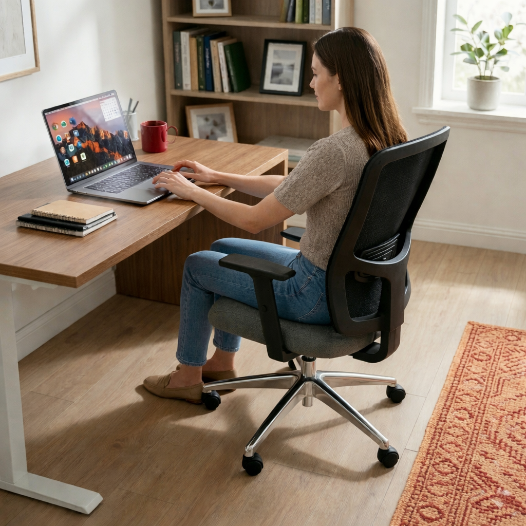 Silla Saxen Don't Task de tela gris - Reacondicionada