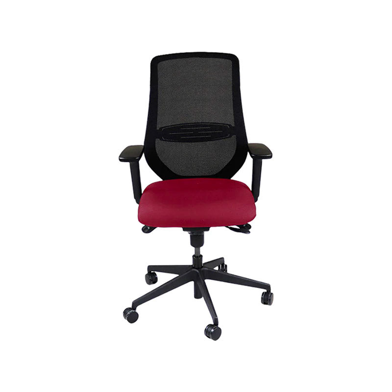 The Office Crowd: Silla operativa Scudo con asiento de cuero color burdeos sin reposacabezas - Reacondicionada