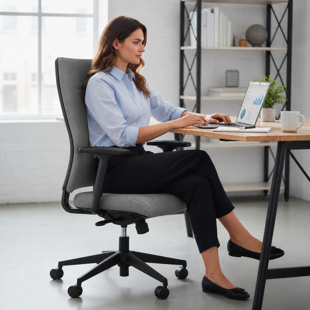 Sedus: Quarterback Task Chair in Grey Fabric with a Grey Fabric Back - Refurbished