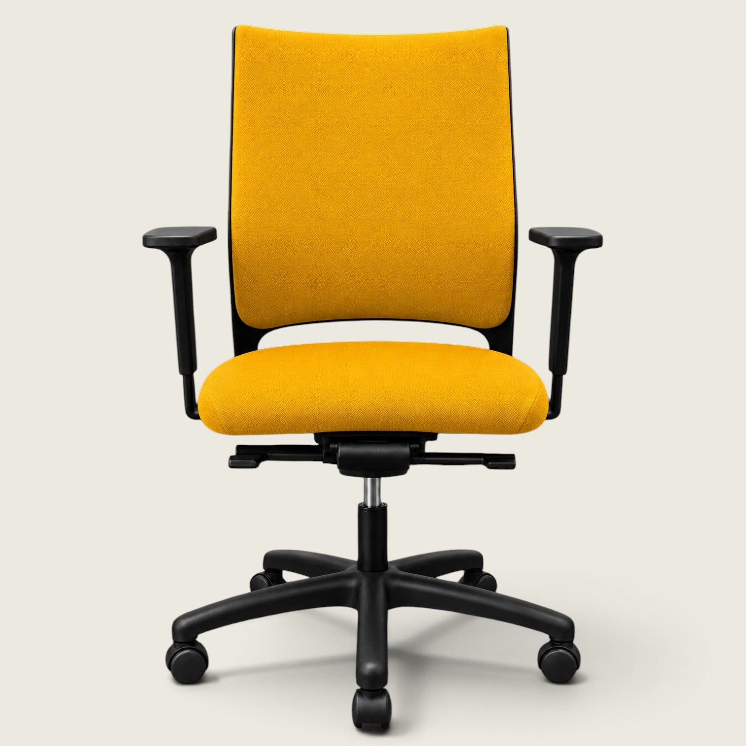 <tc>Sedus</tc>: <tc>Quarterback</tc> Silla de oficina en tela amarilla con respaldo de tela amarilla - Restaurada