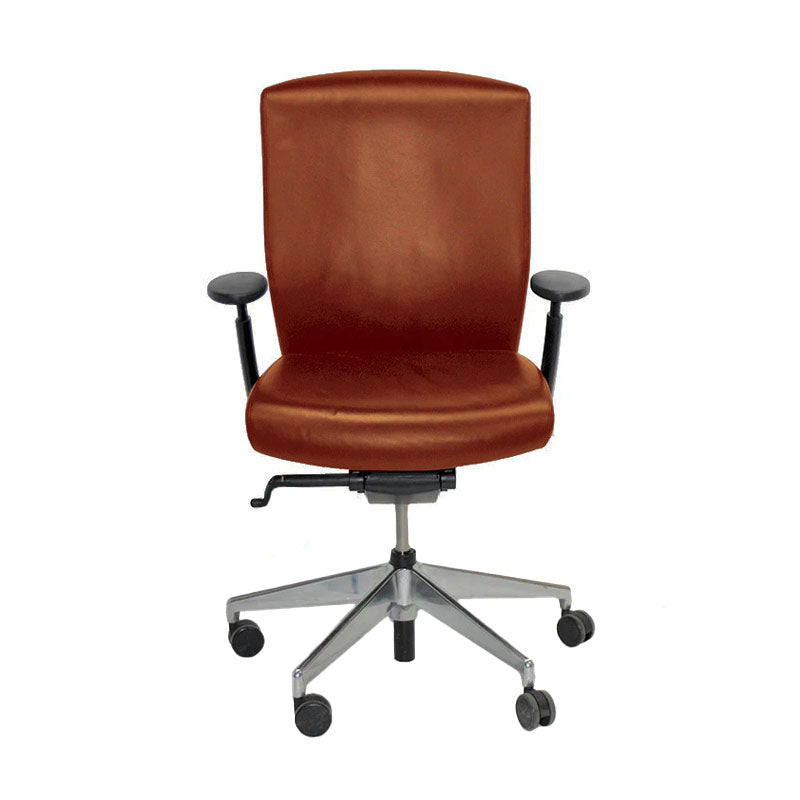 Senator: Enigma S21 Office Chair with Aluminium Frame in Tan Leather - Refurbished