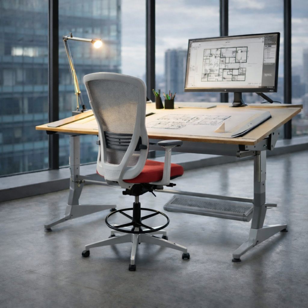 Senator: Ousby Draughtsman Chair in Red - Refurbished