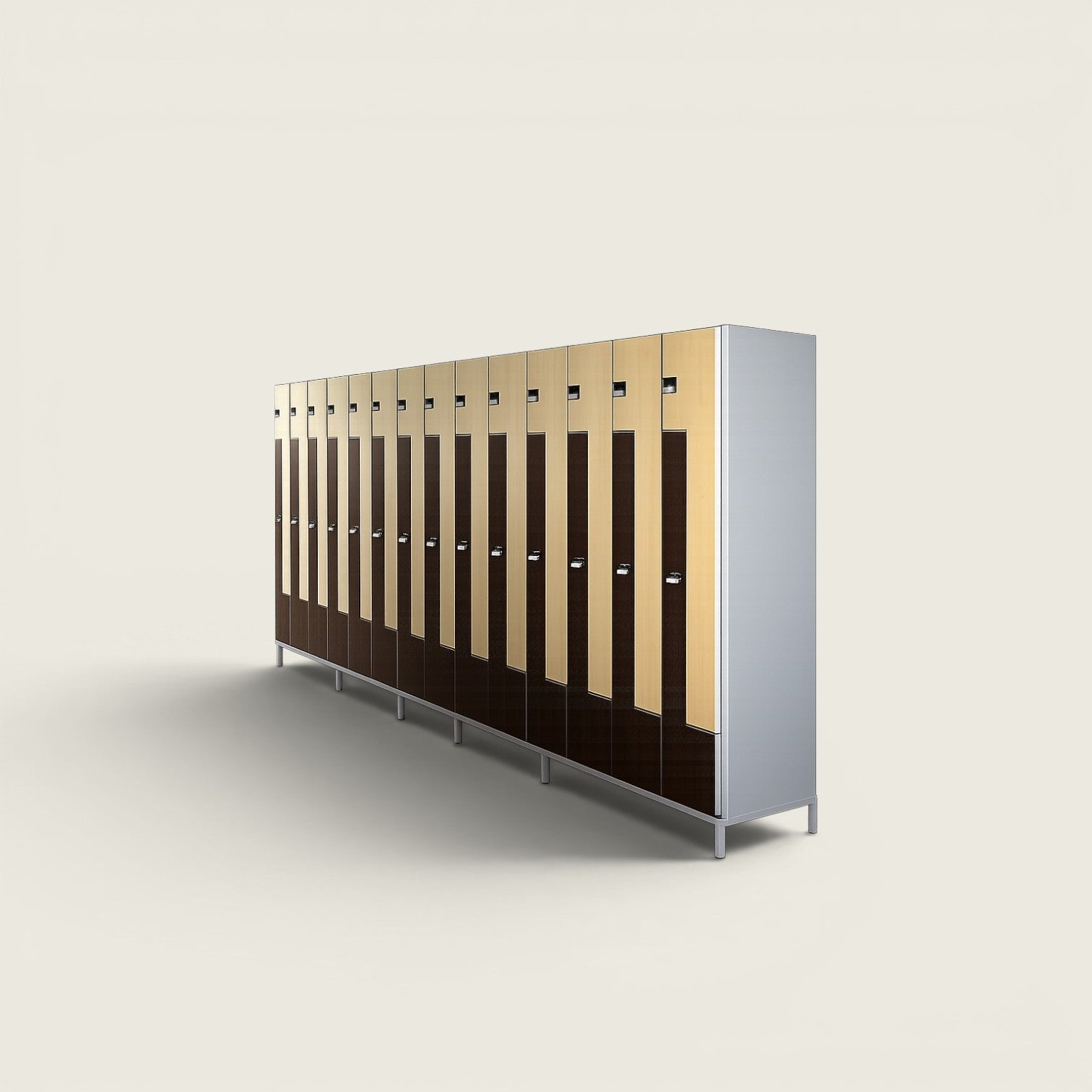 Z Locker in a Grey Frame with Maple and Mahogany doors - Refurbished