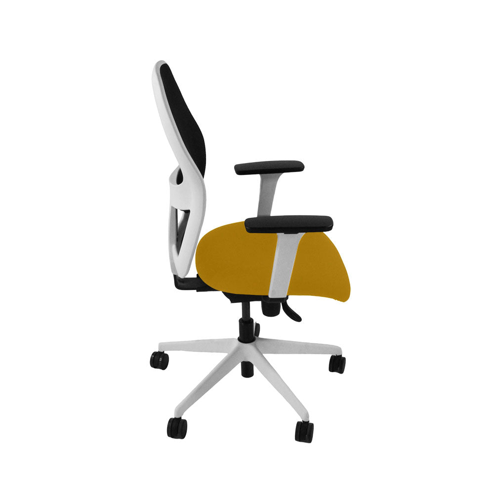 Ahrend: 160 Type Task Chair in Yellow Fabric/White Frame - Refurbished