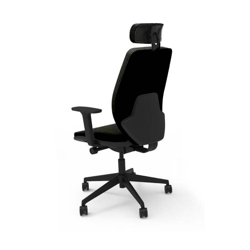 The Office Crowd: Silla de oficina Hide - Respaldo medio con reposacabezas en cuero negro - Reacondicionada