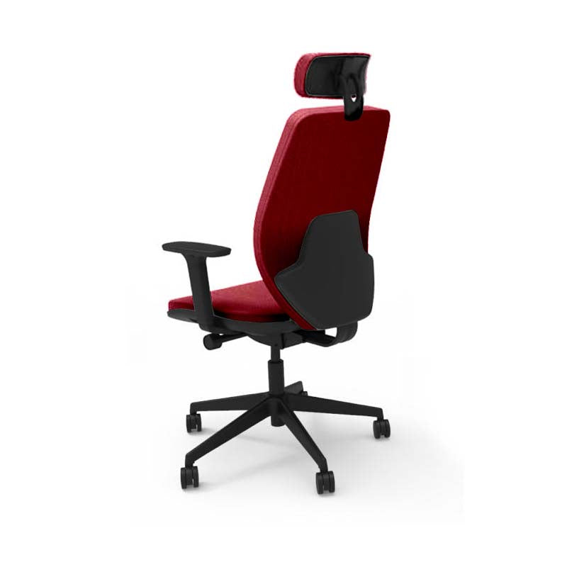 The Office Crowd: Hide Office Chair - Medium Back with Headrest in Burgundy Leather - Refurbished
